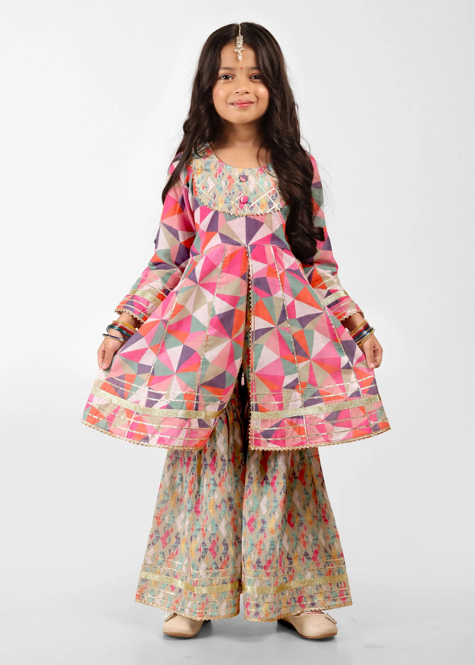 Geometric Blossom Cotton Palazzo Set