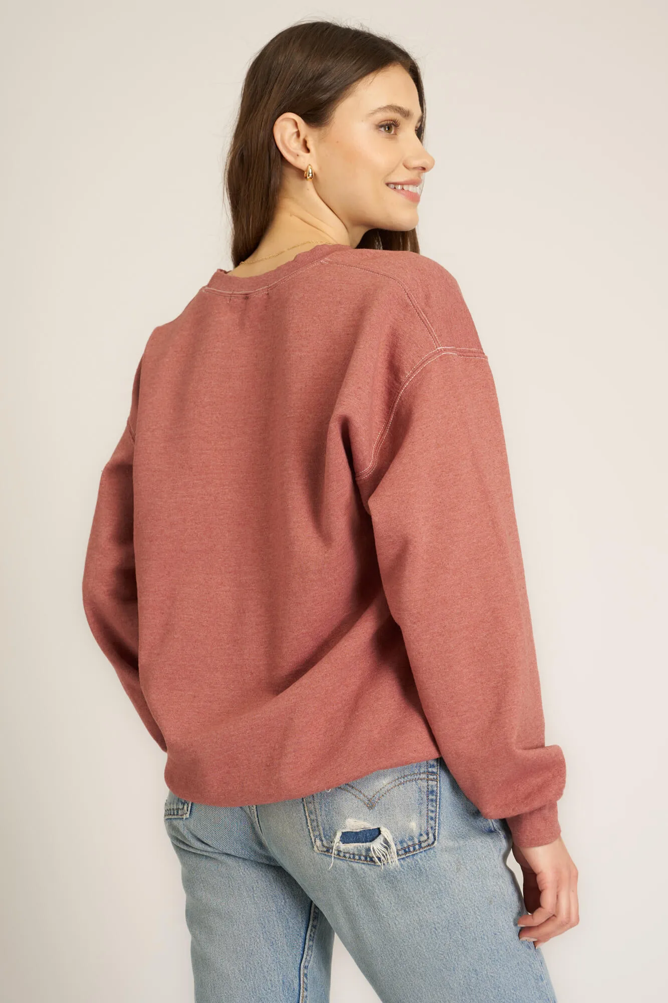 Giddy Up Embroidered Cut Crew Sweatshirt - Desert Clay