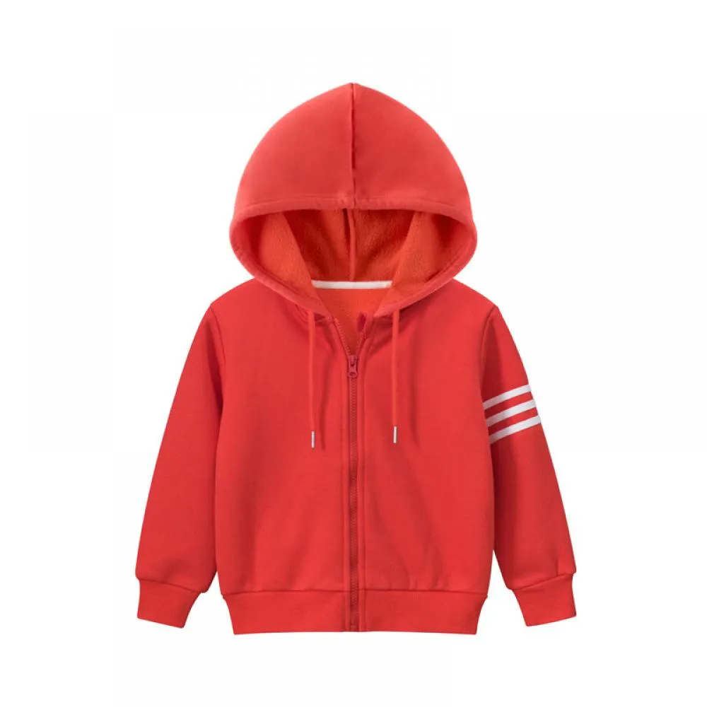 Girls Fleece Jacket Autumn and Winter Western Style Zipper Shirt Baby Hooded Top Wholesale