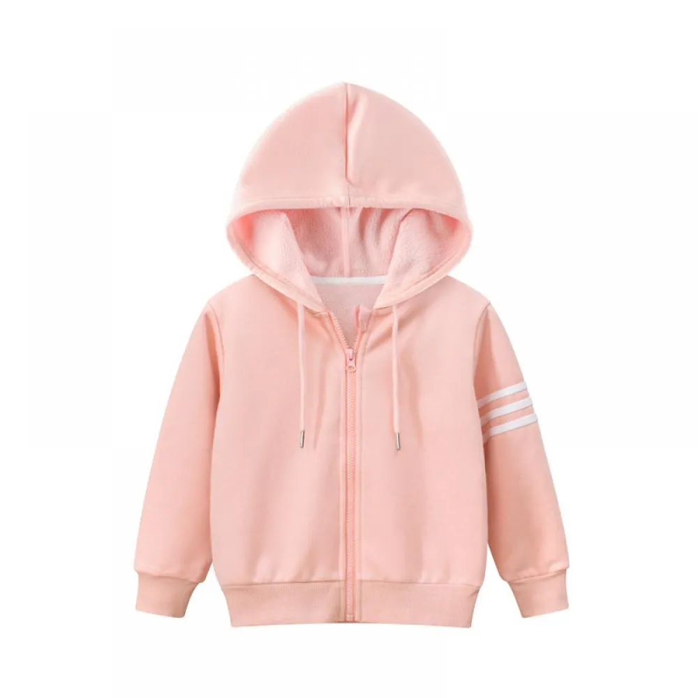 Girls Fleece Jacket Autumn and Winter Western Style Zipper Shirt Baby Hooded Top Wholesale