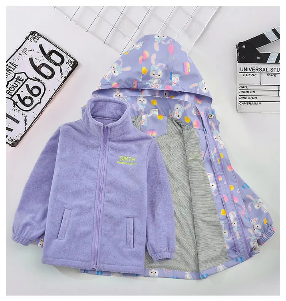 Girls Jacket Fleece Jacket Removable Three-in-One Fleece Liner for Autumn and Winter Wholesale