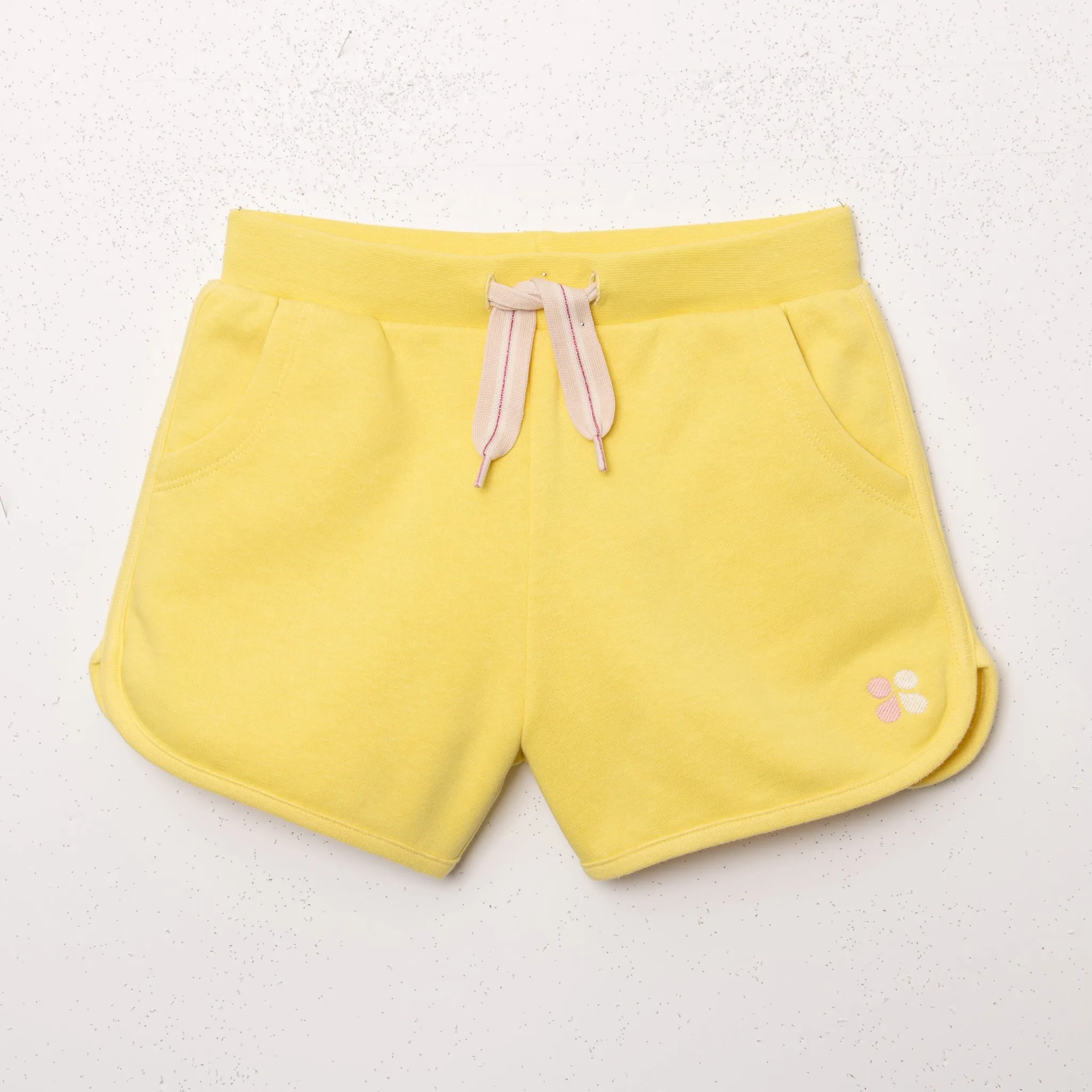 Girls' yellow French terry shorts