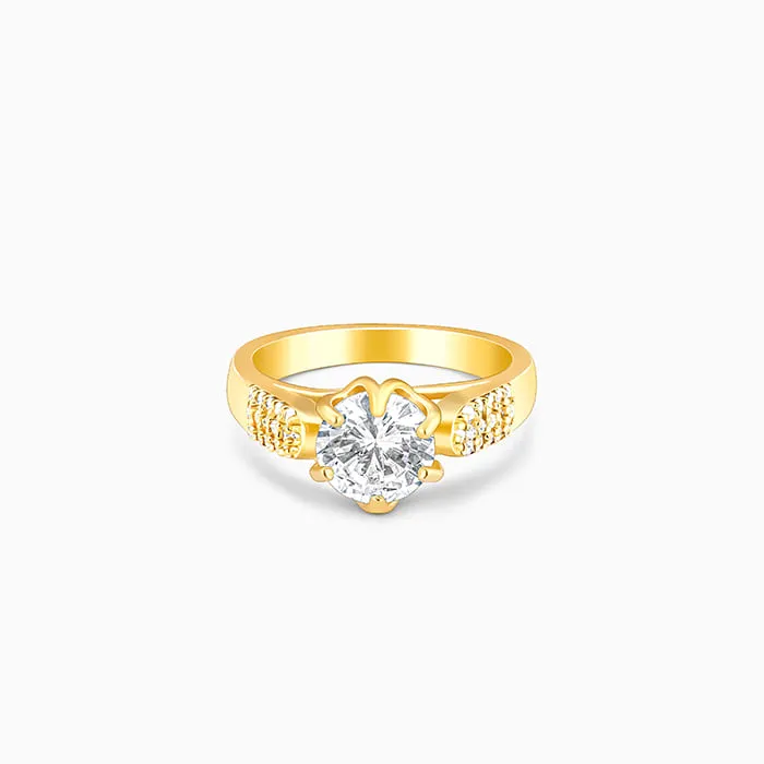 Golden Solitaire Beauty Ring