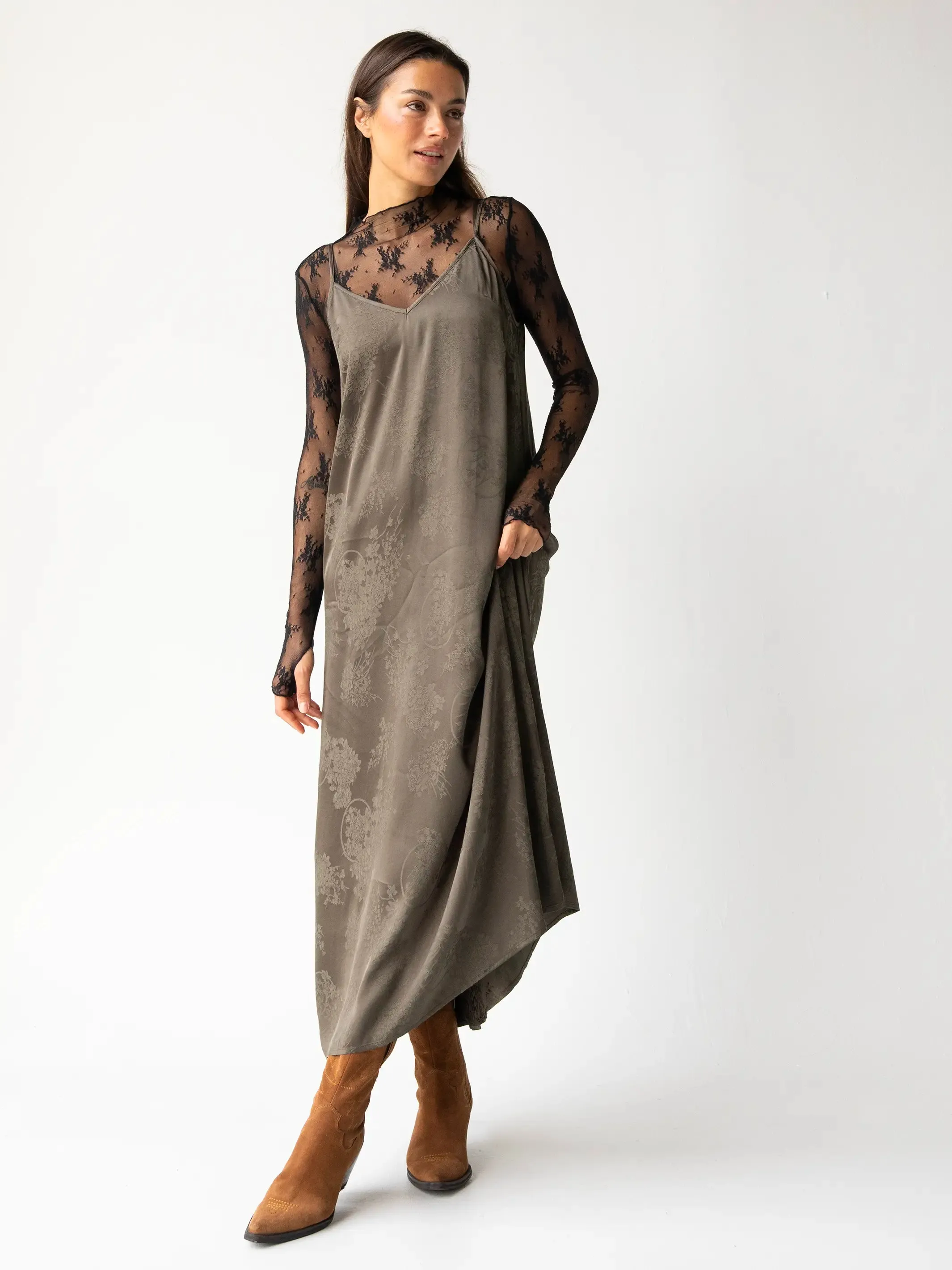 Gracie Slip Maxi Dress - Dark Olive