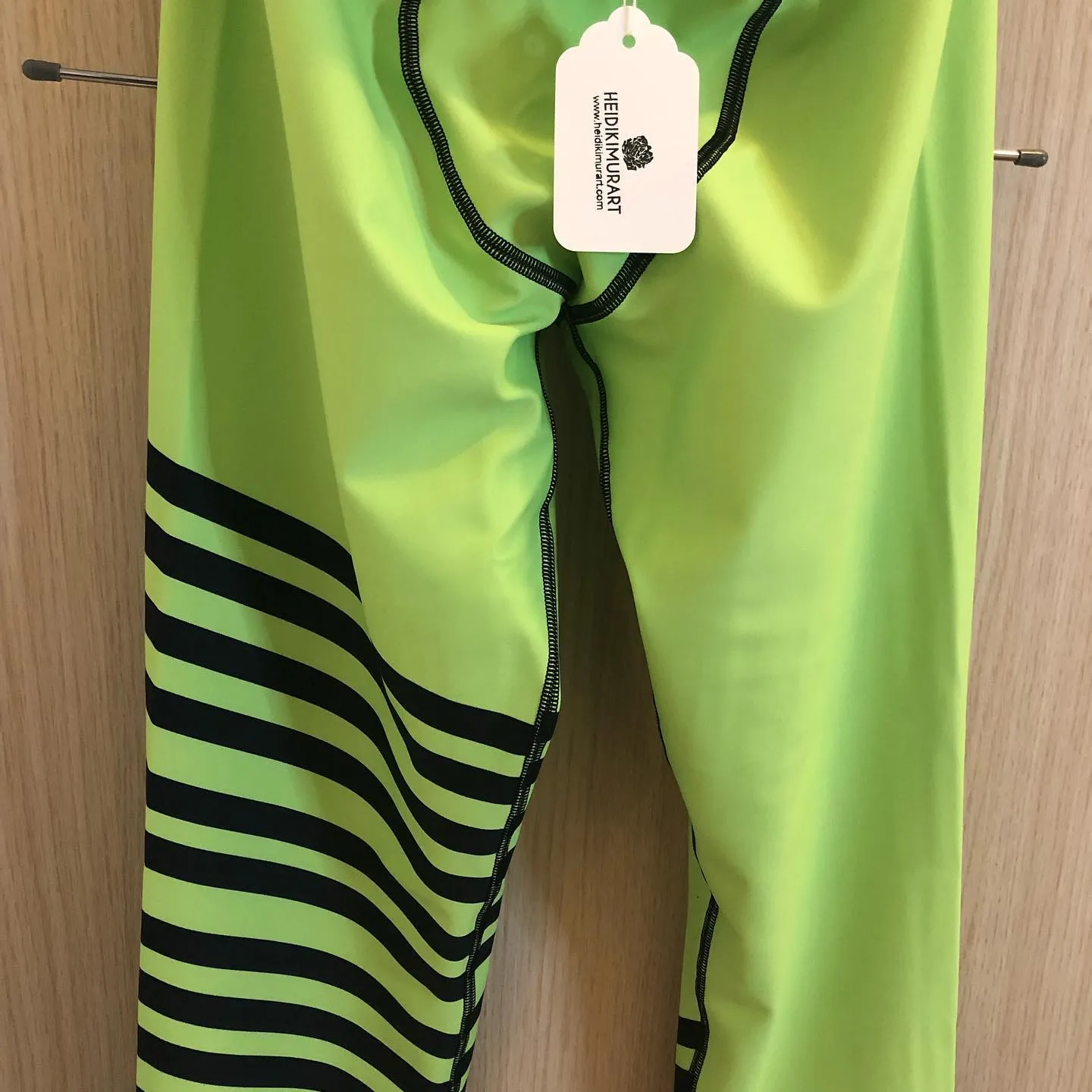 Green Striped Men's Leggings, Vertical Stripes Circus Meggings Running Tights-Made in USA/EU