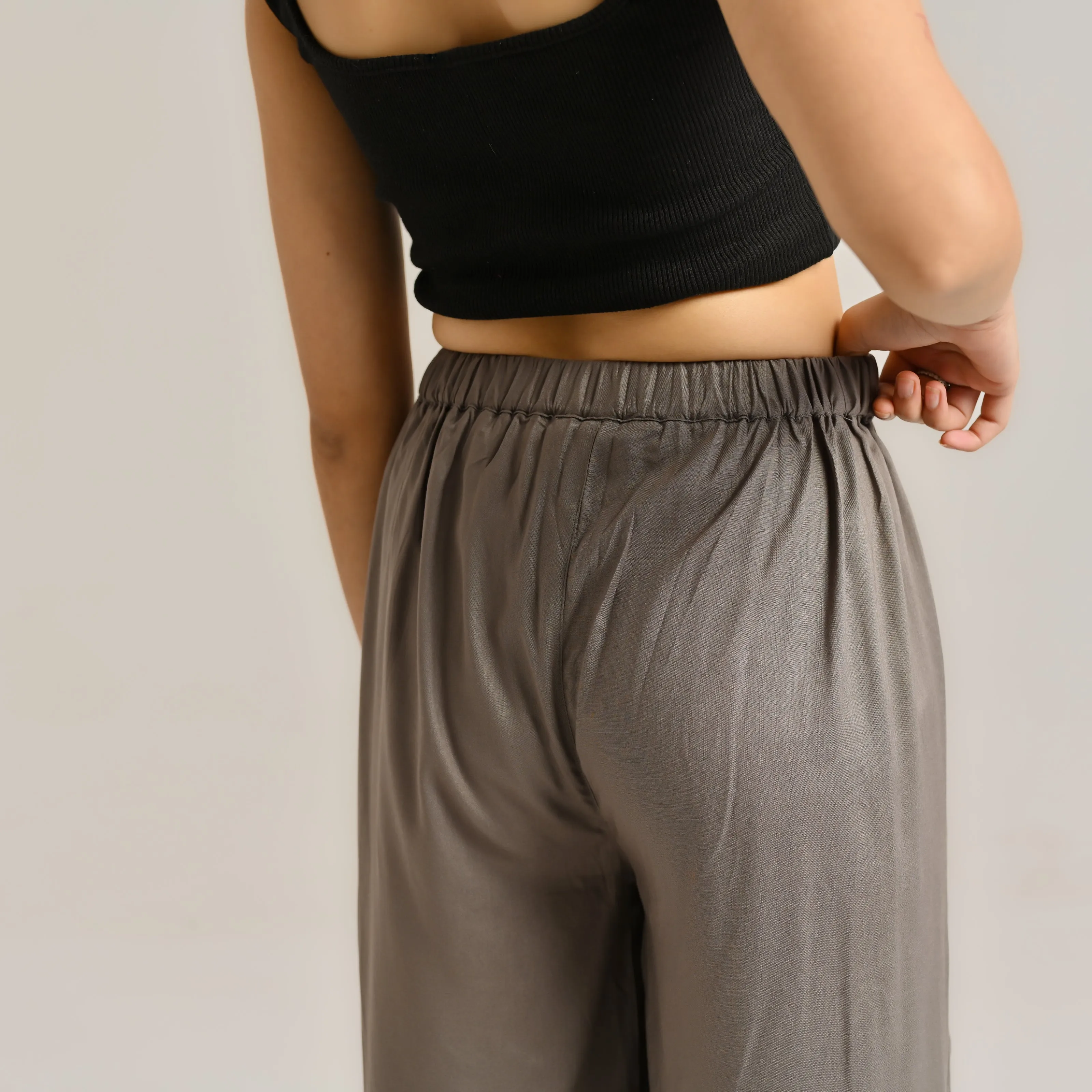 Grey Flared Palazzo Pants