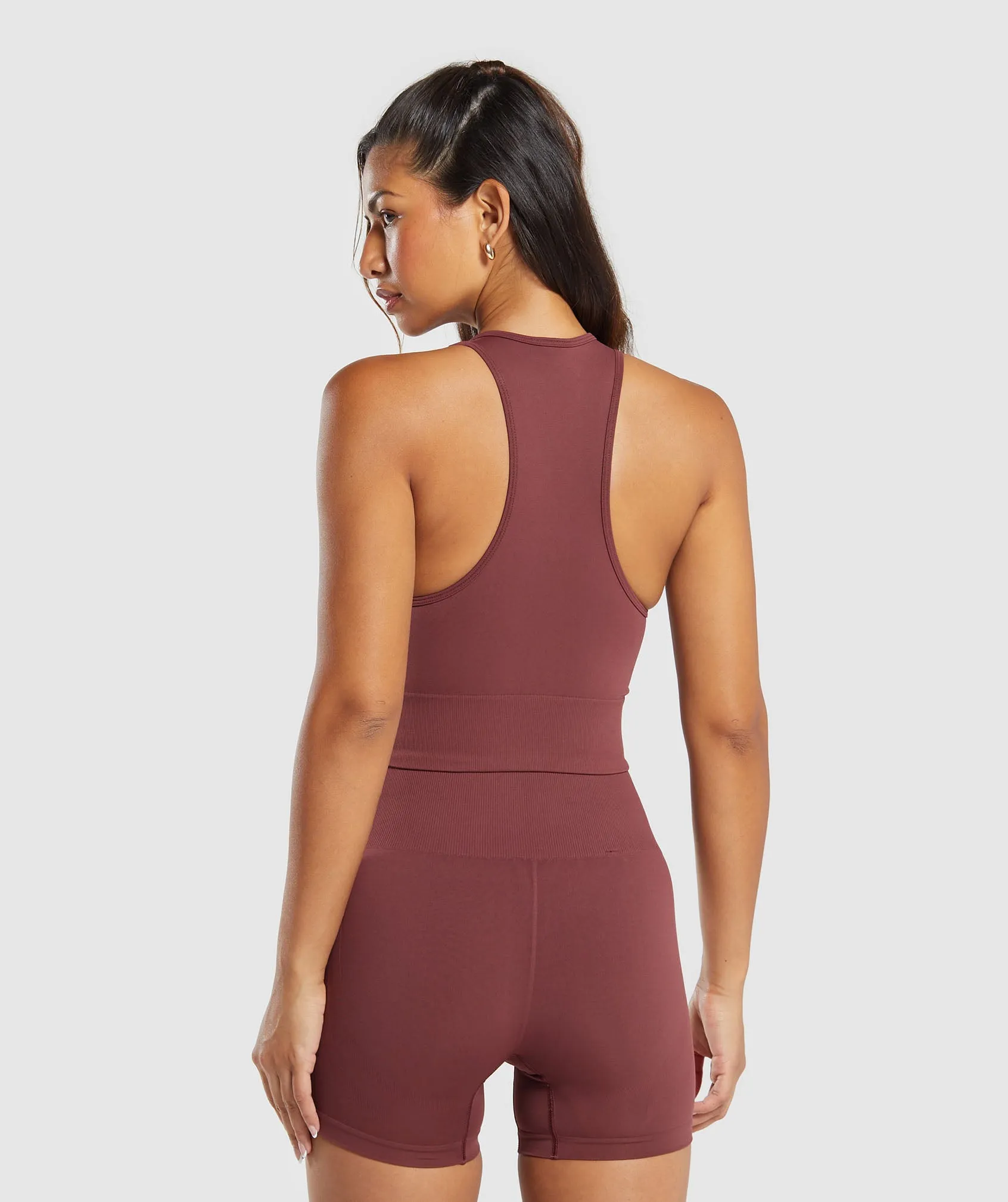 Gymshark Everyday Seamless Crop Tank - Burgundy Brown