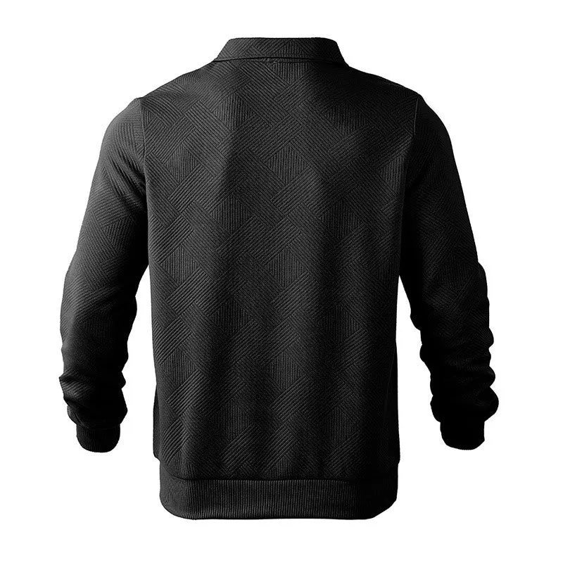 HALF ZIP HOODIE WITH SIMPLE AND VERSATILE COLLAR, MEN'S LONG SLEEVED SHIRT