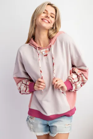 Harper Mix Print Hoodie - Rose