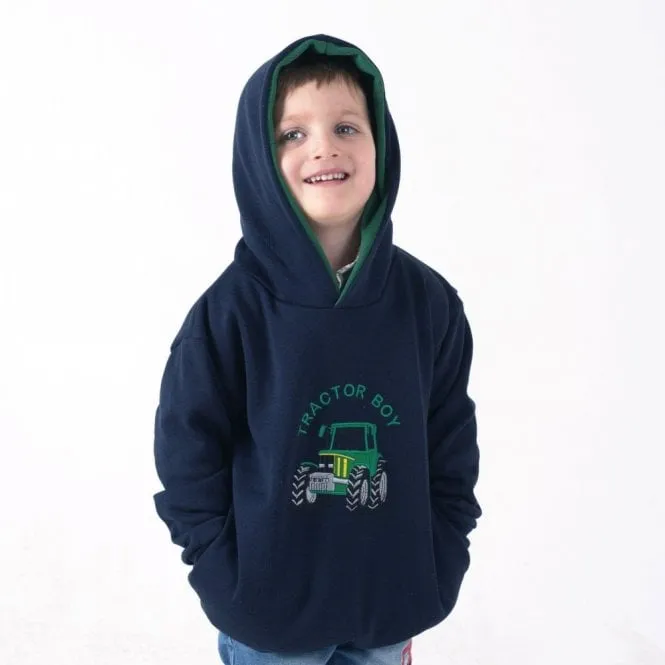 Hazy Blue Childrens Tractor Boy Hoodies