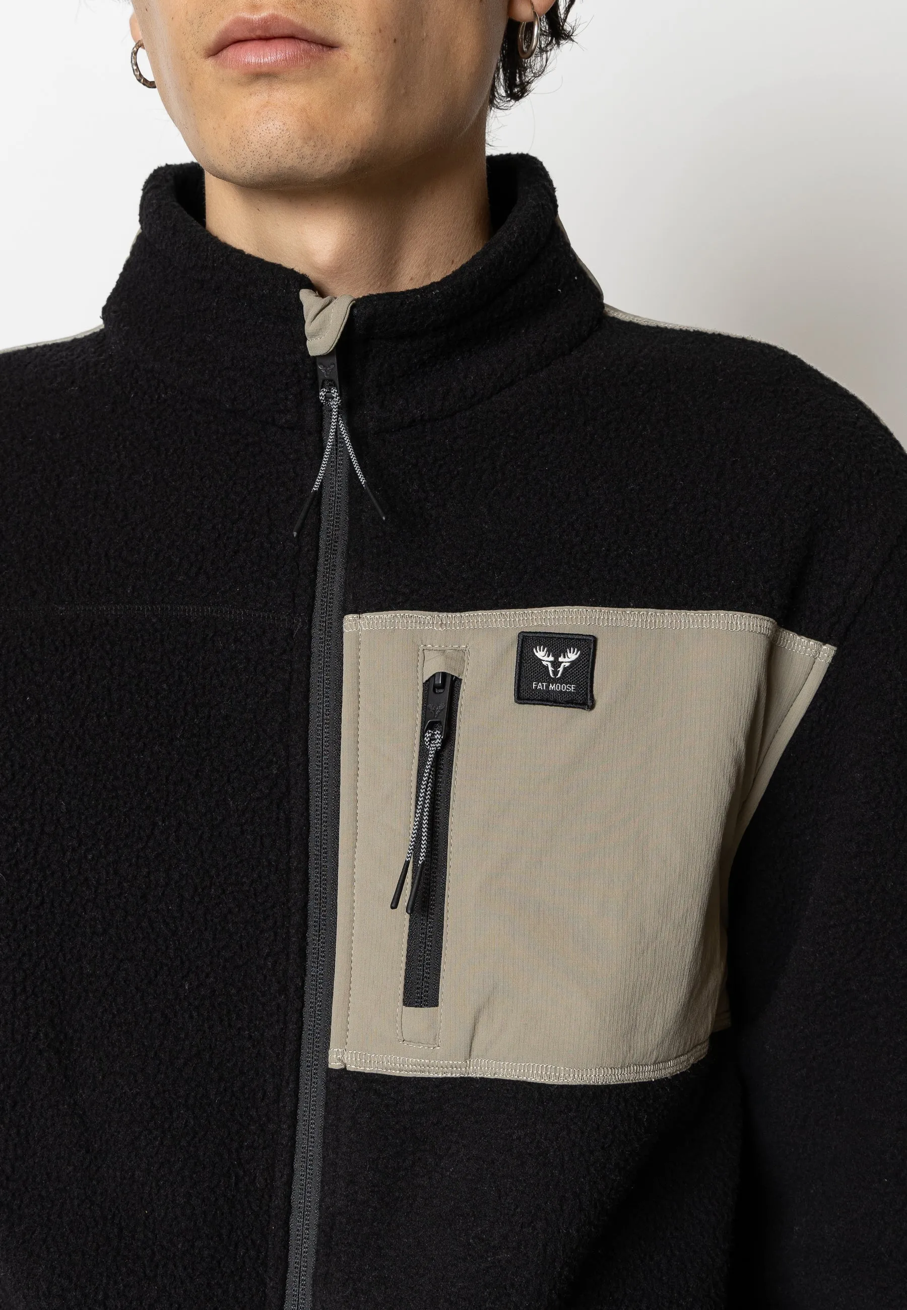 HUNTER FLEECE JACKET - Black/Grey green