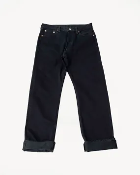 IH-634S-B - 21oz Selvedge Denim Straight Cut Jeans - Indigo Overdyed Black