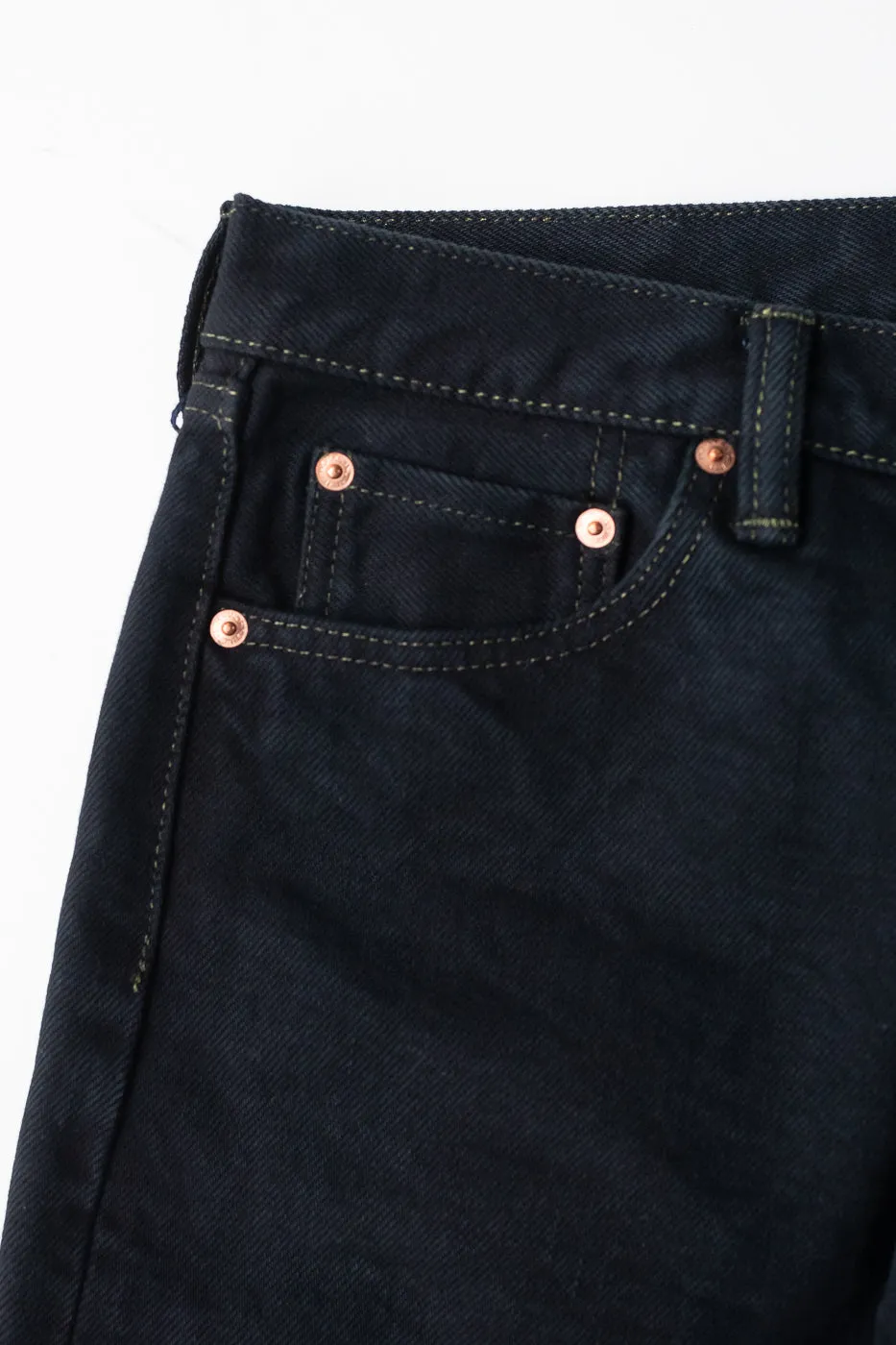 IH-634S-B - 21oz Selvedge Denim Straight Cut Jeans - Indigo Overdyed Black