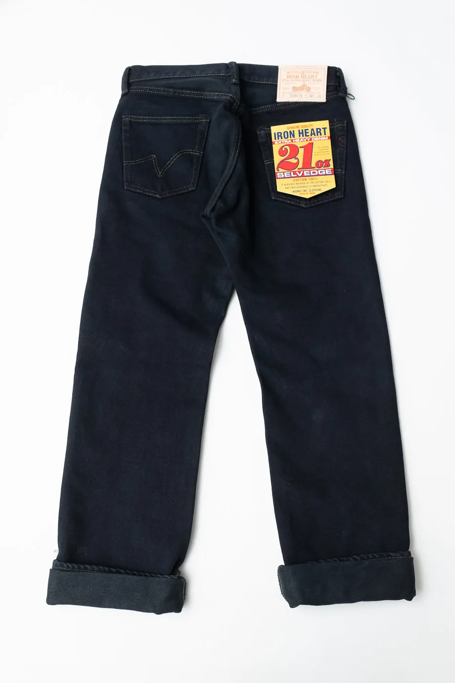 IH-634S-B - 21oz Selvedge Denim Straight Cut Jeans - Indigo Overdyed Black