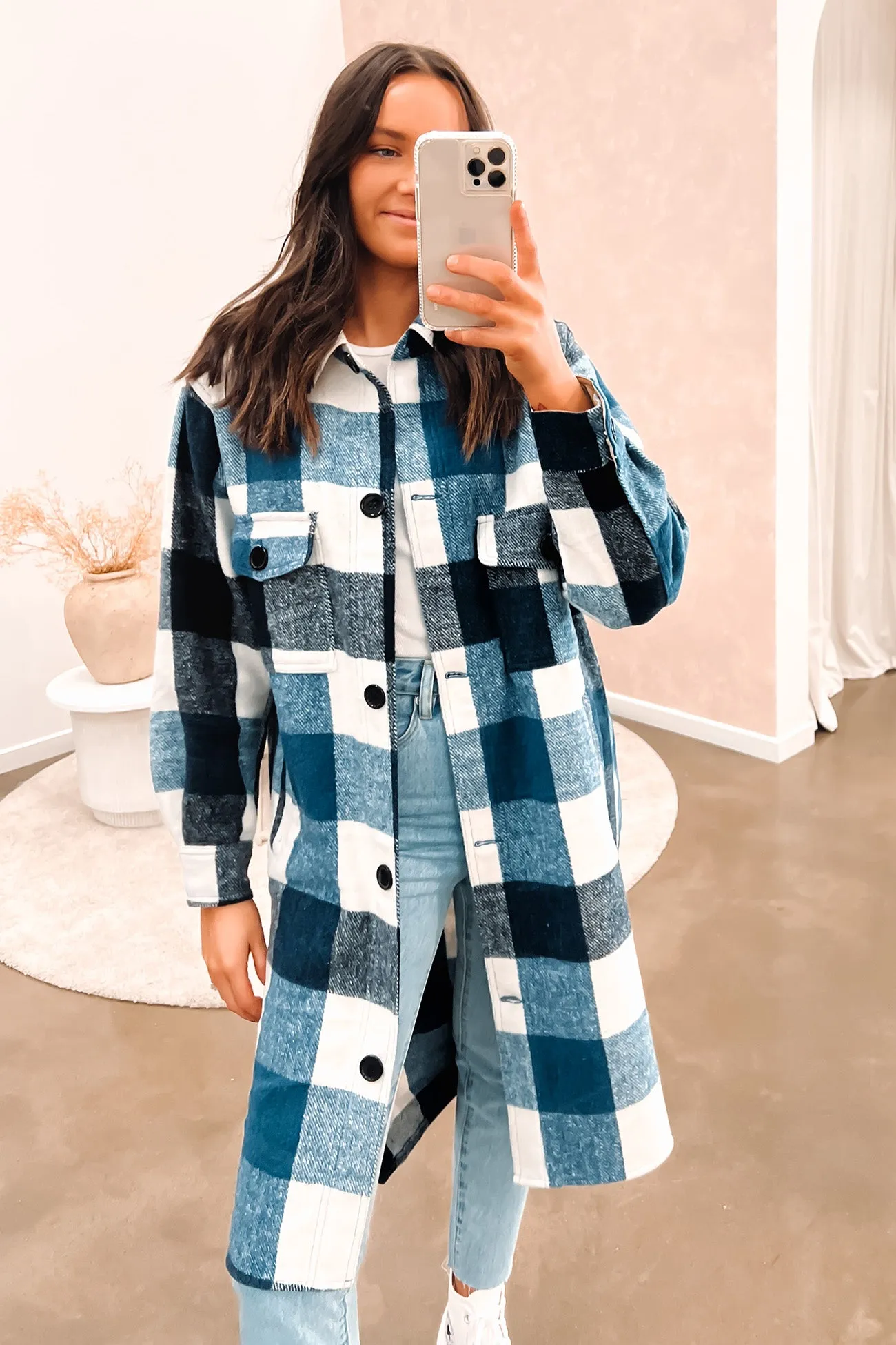 Indi Shacket Blue Check