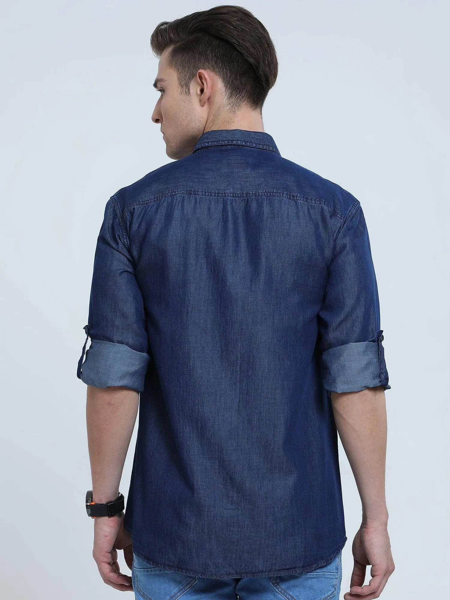 Indigo Denim Double Pocket Full Sleeve Shirt