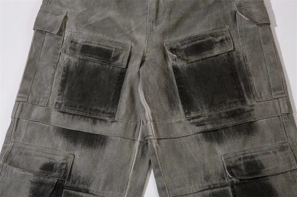 Industrial Wash Baggy Cargo Jeans