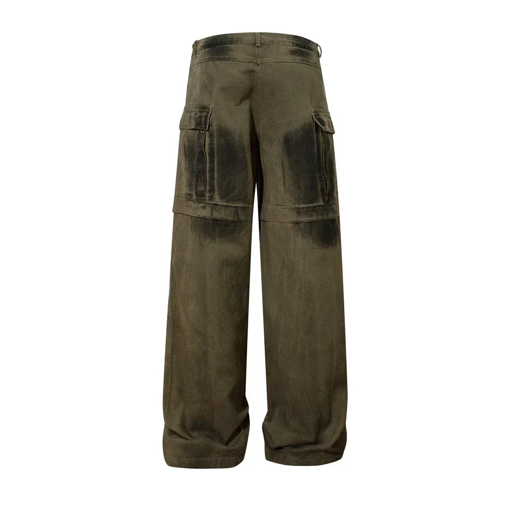 Industrial Wash Baggy Cargo Jeans