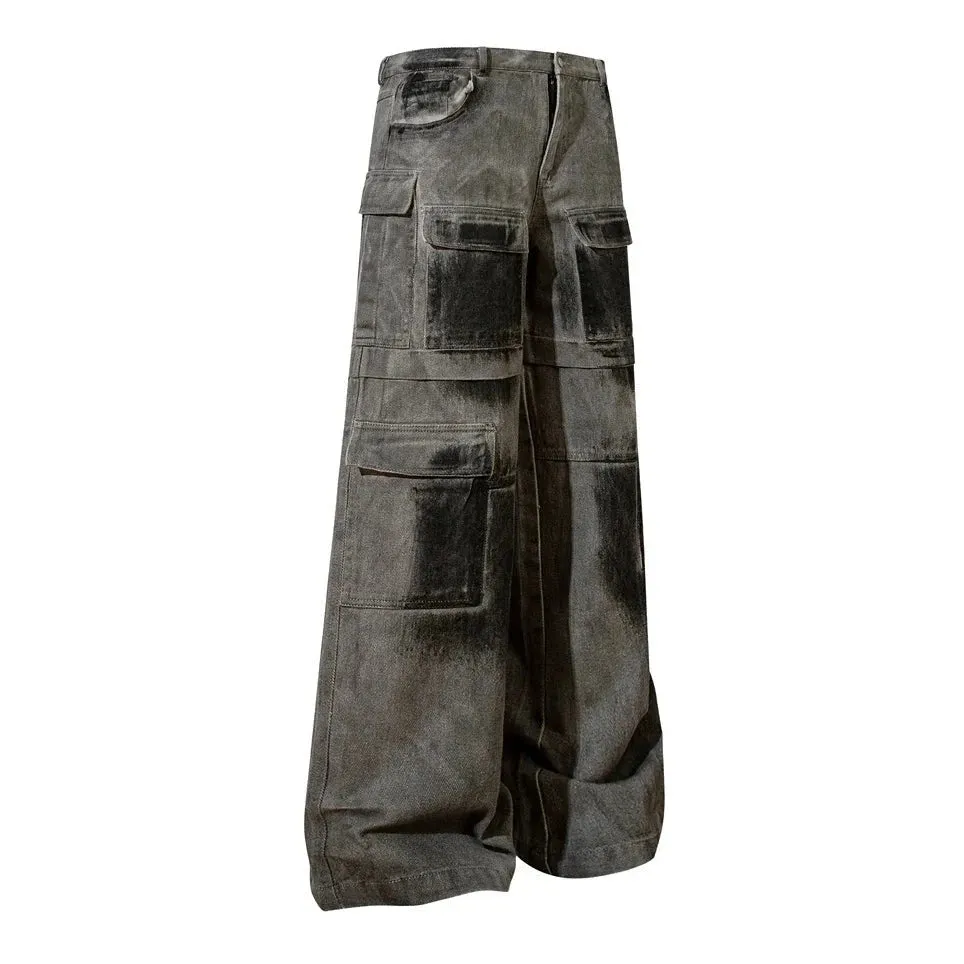 Industrial Wash Baggy Cargo Jeans