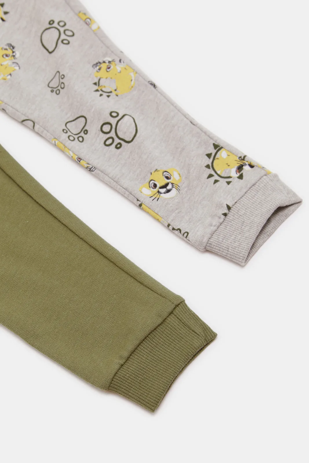 Infant Boys Olive And Grey Active Pants Set (2 Piece)