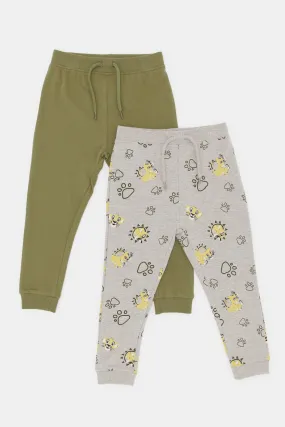 Infant Boys Olive And Grey Active Pants Set (2 Piece)