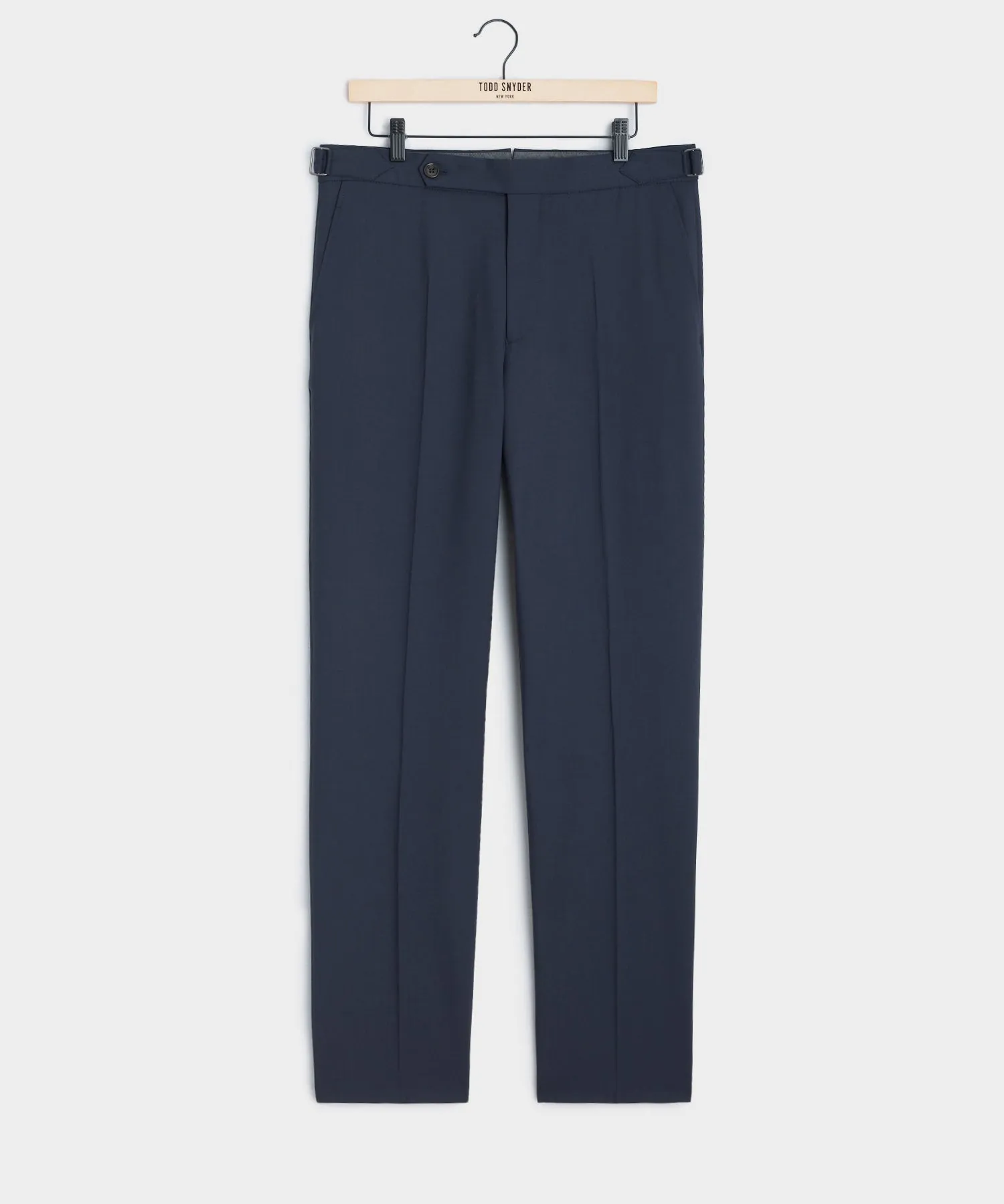 Italian Tropical Wool Side Tab Trouser in Navy