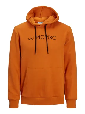 JACK&JONES  JJHUGO FLOCK SWEAT HOOD PLS ORANJE