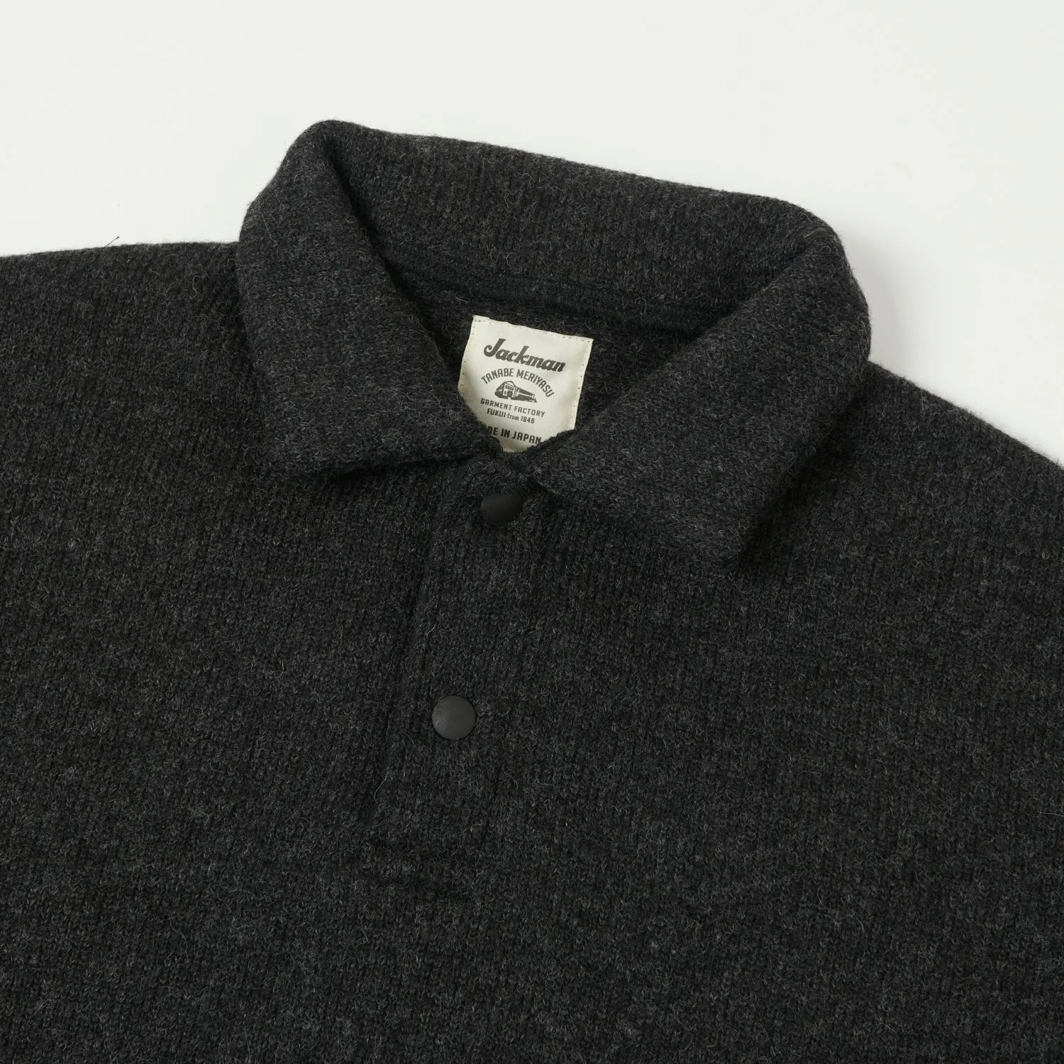 Jackman JM7382 Wool Himo Polo Sweater - Heather Black