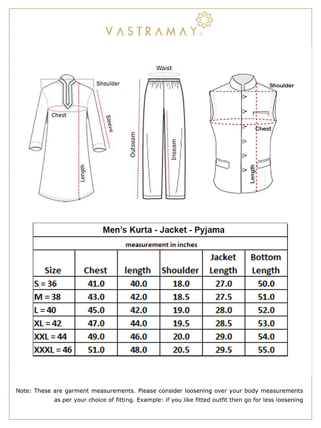 Jashvi Men's Orange Twill Jacket, Printed Kurta and Pyjama Set