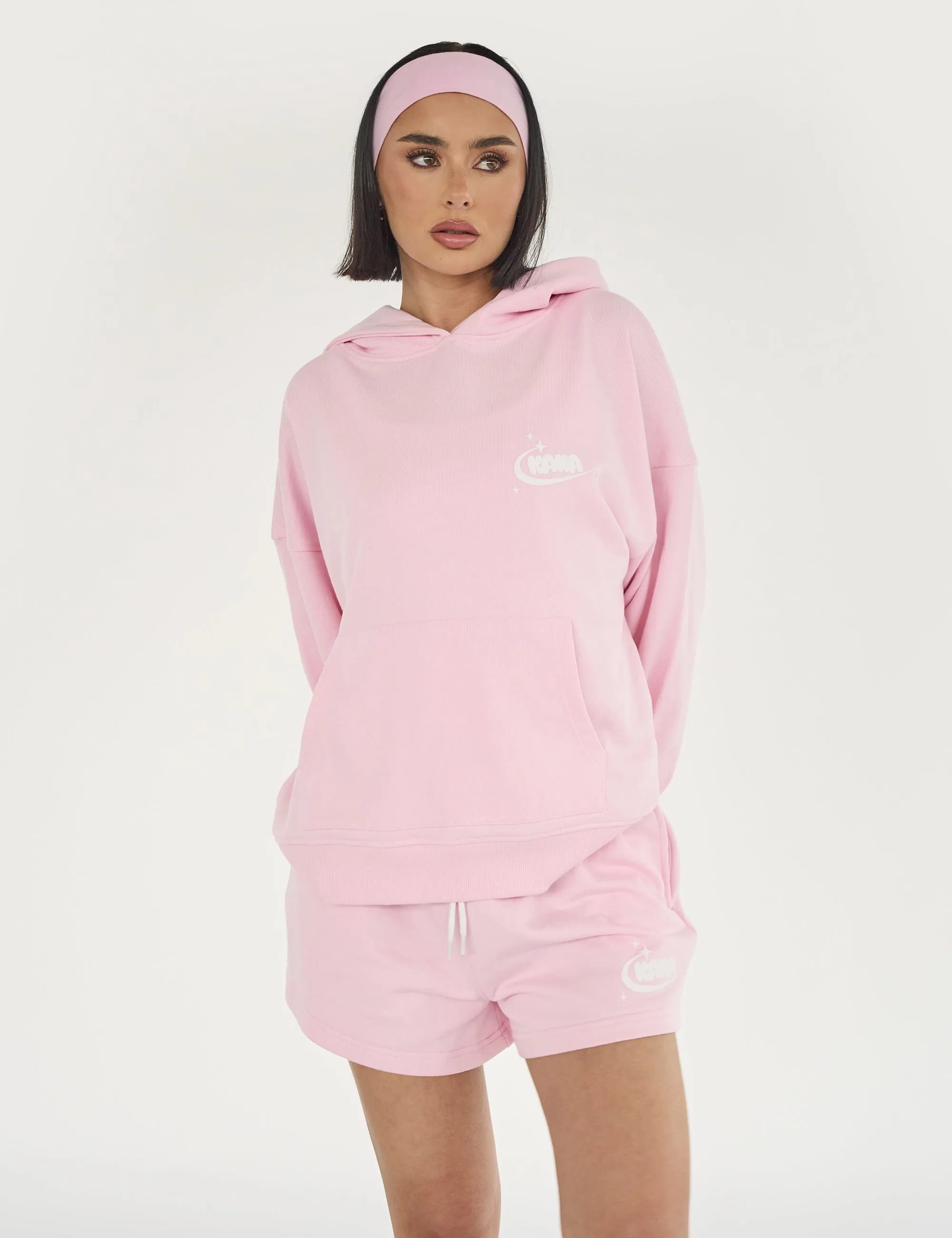 Kaiia Star Bubble Logo Oversized Hoodie Baby Pink