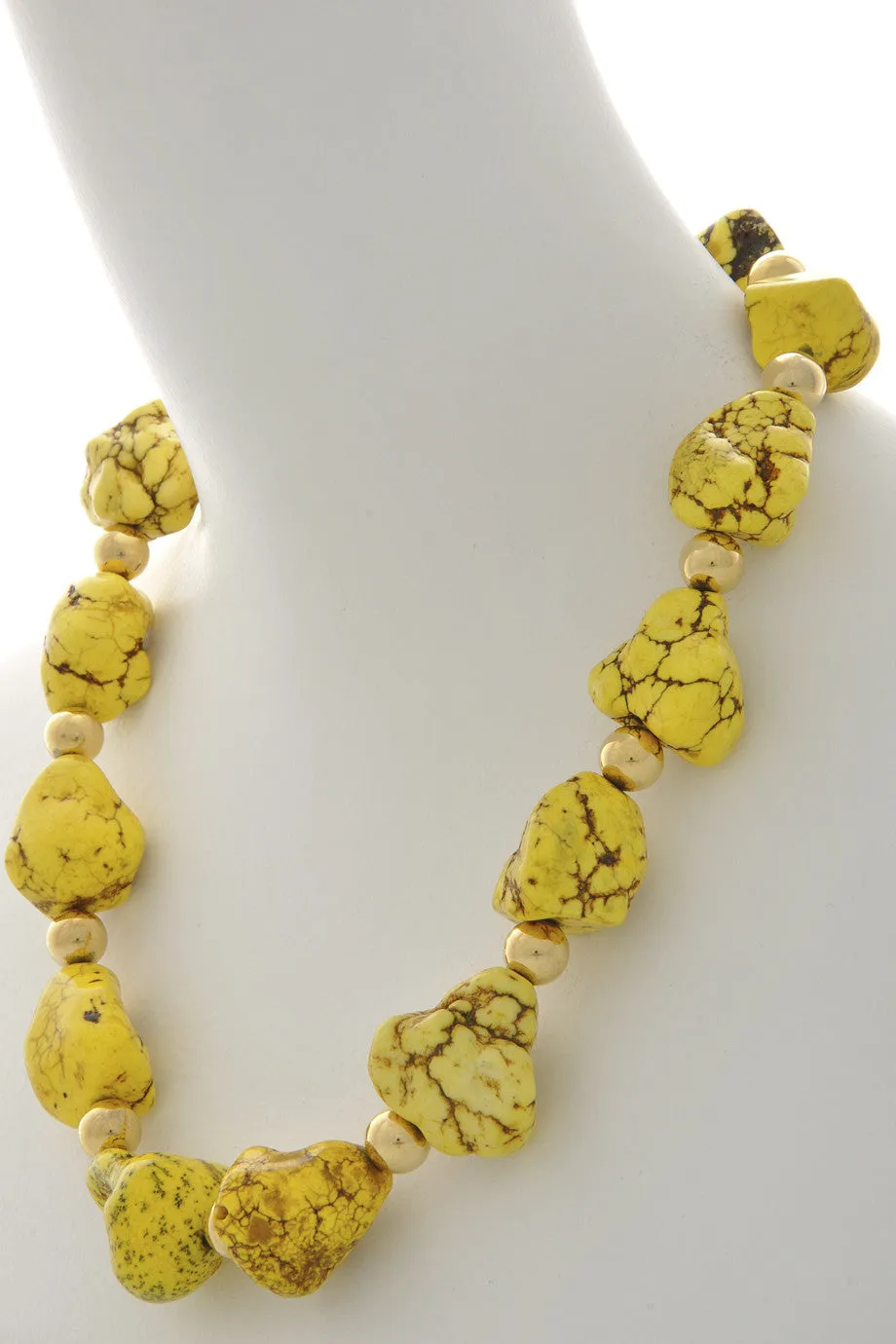 KENNETH JAY LANE YELLOW STONE Gold Nugget Necklace