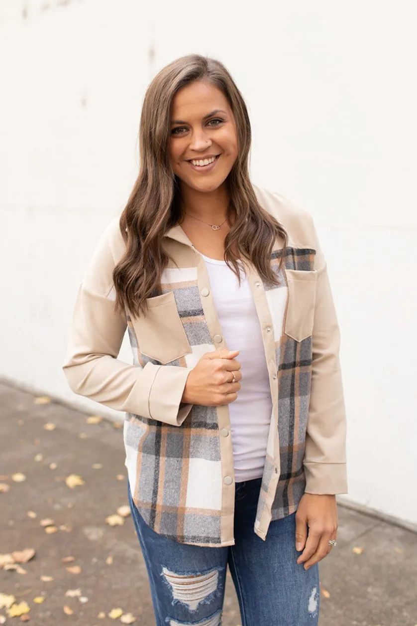 Khaki Gray Flannel Lightweight Button Up (SM-XL)