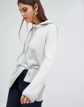 Knitted hoodie in grey