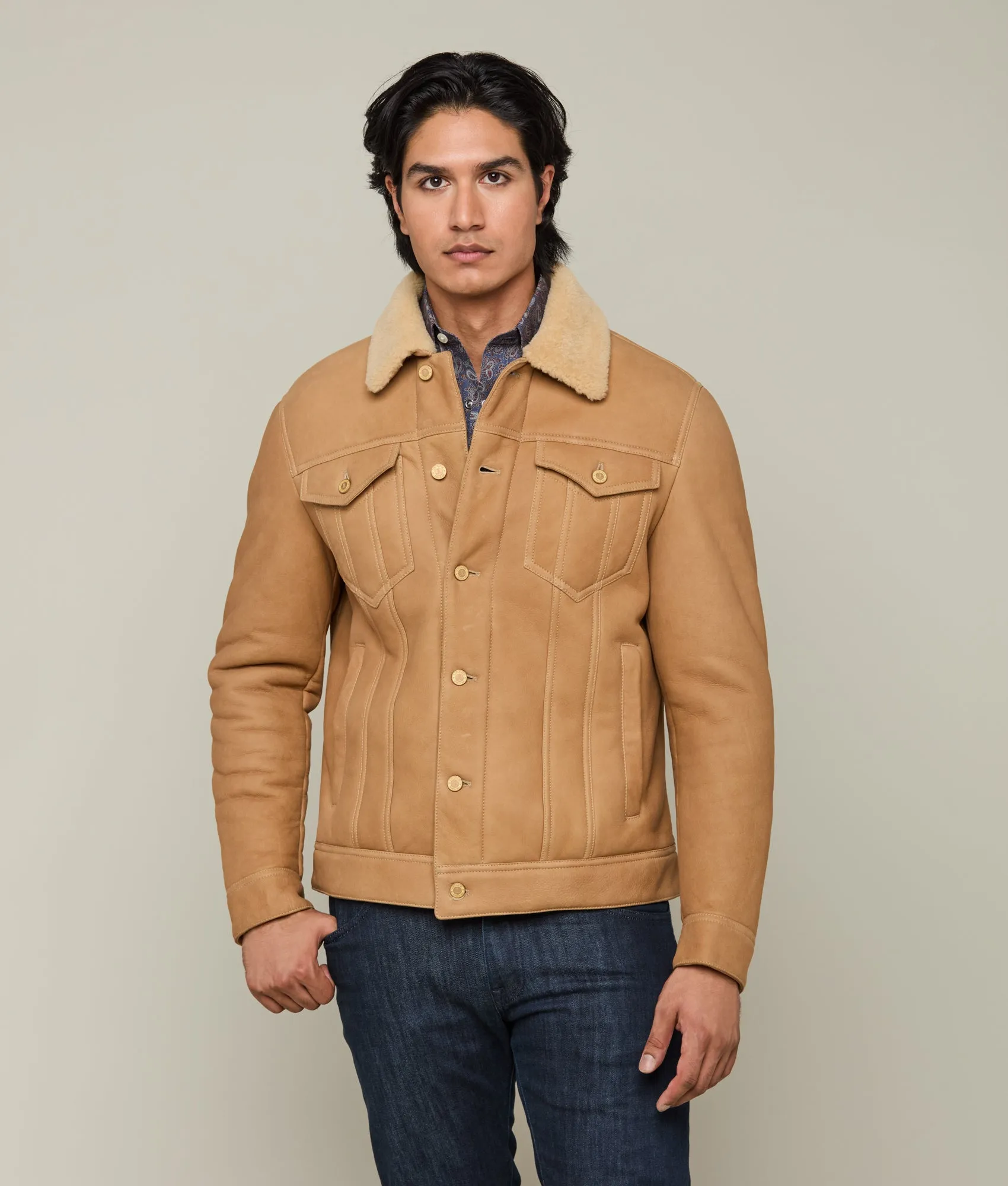 Kyle Shearling Trucker Jacket :: Natural