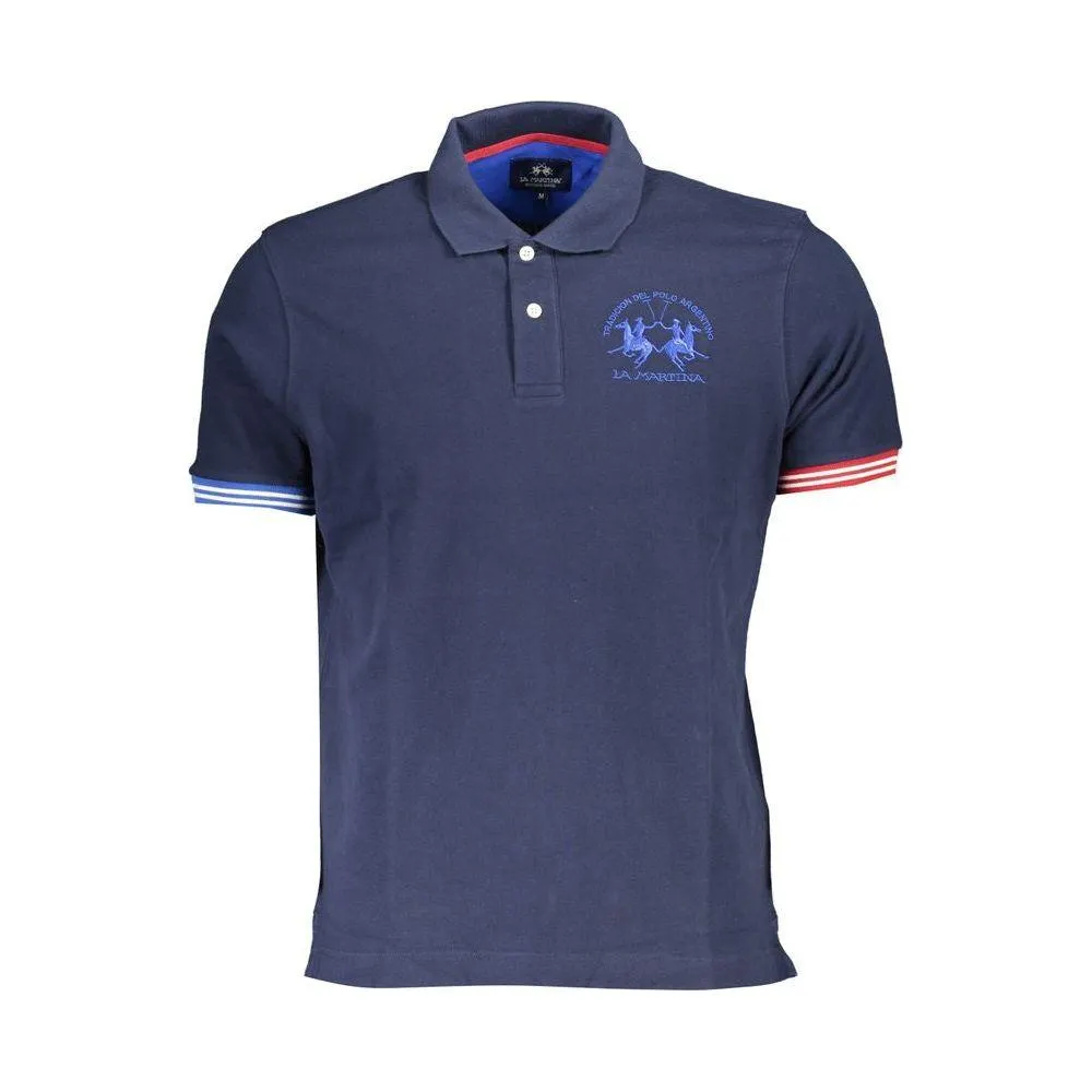 La Martina Elegant Blue Contrast Detail Polo Shirt