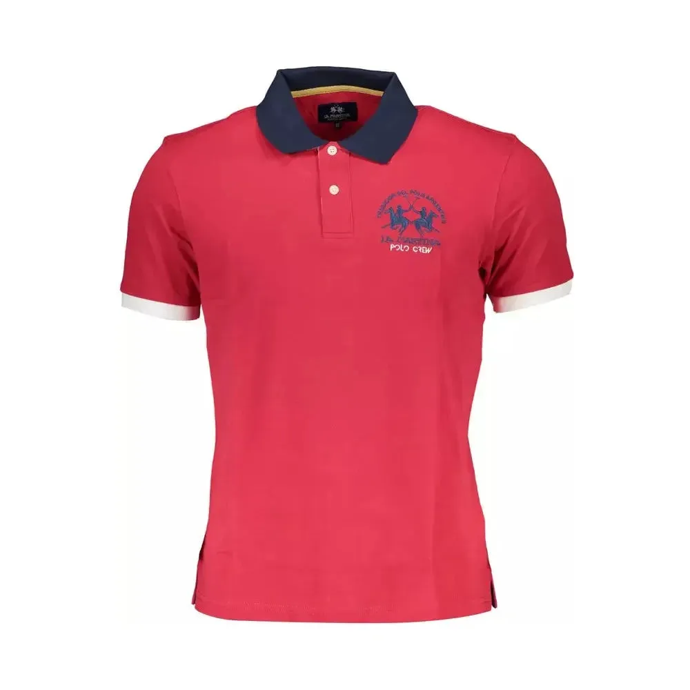 La Martina Red Cotton Men Polo