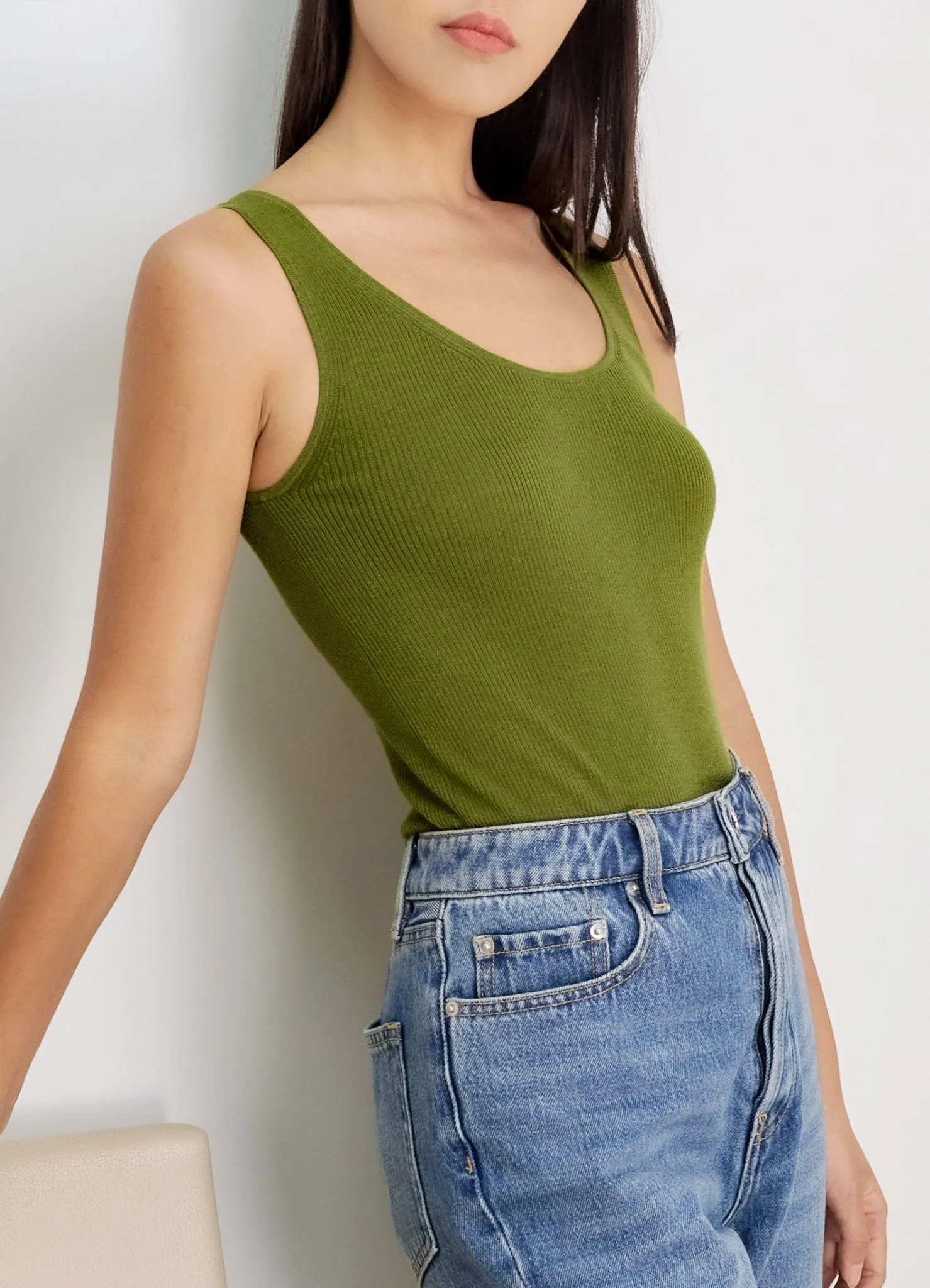 LENYA silk tank top (Olive)