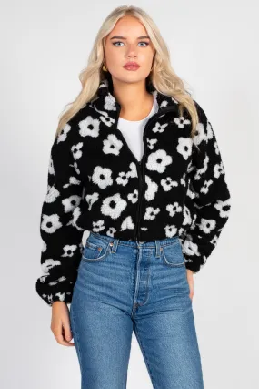 Lila Floral Print Sherpa Jacket