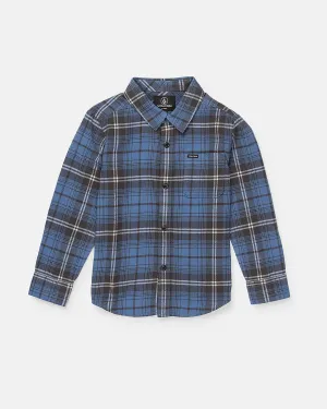 Little Boys Caden Plaid Long Sleeve Shirt - Blue