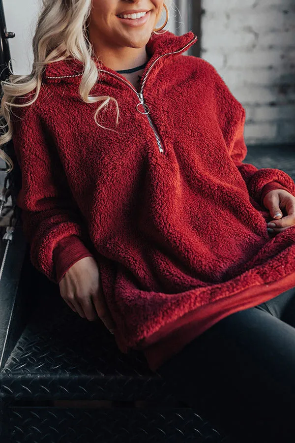 London Bridge Sherpa Pullover In Crimson