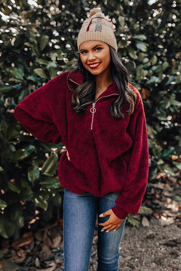 London Bridge Sherpa Pullover In Crimson