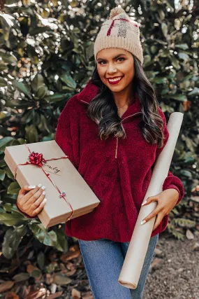 London Bridge Sherpa Pullover In Crimson