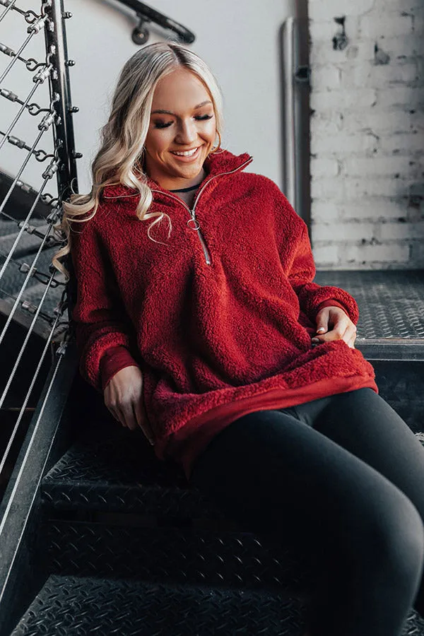 London Bridge Sherpa Pullover In Crimson