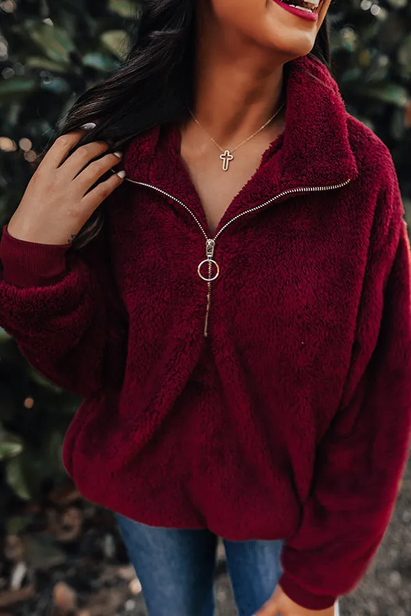 London Bridge Sherpa Pullover In Crimson