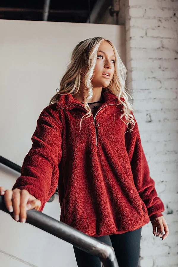 London Bridge Sherpa Pullover In Crimson