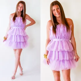 Lovestruck Babe Tulle Strapless Dress in Lilac Purple