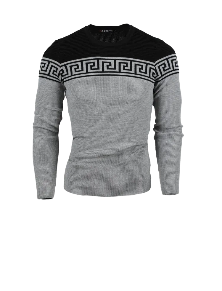 LRLAGOS RED Gray and black men's Crewneck Sweaters Light Blend Slim-Fit