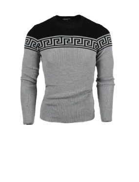 LRLAGOS RED Gray and black men's Crewneck Sweaters Light Blend Slim-Fit