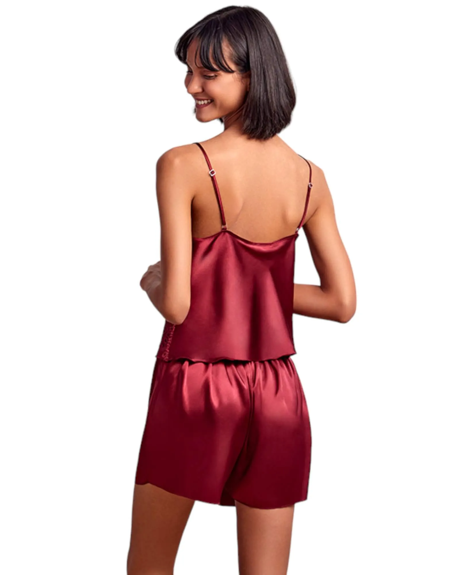 Luxurious Satin V-neck Babydoll Top with Short