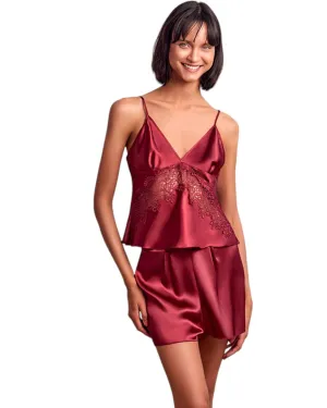 Luxurious Satin V-neck Babydoll Top with Short